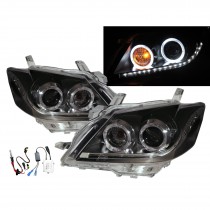 CrazyTheGod AURION XV40 First generation 2006-2008 Pre-Facelift Sedan 4D LED Halo Projector HID Headlight Headlamp Black ASIA for TOYOTA RHD