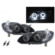 CrazyTheGod Corolla E120 Ninth generation 2003-2008 Sedan 4D Guide LED Angel-Eye Projector Headlight Headlamp Black US for TOYOTA RHD