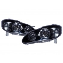 CrazyTheGod Corolla E120 Ninth generation 2003-2008 Sedan 4D Clear HID Headlight Headlamp W/ Motor Black US for TOYOTA LHD
