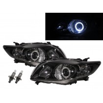 CrazyTheGod Corolla E140/E150 Tenth generation 2007-2010 PRE-FACELIFT Sedan 4D Guide LED Angel-Eye Projector Headlight Headlamp W/ Motor Black for TOYOTA LHD