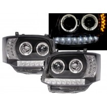 CrazyTheGod HIACE H200 2010-2014 Angel-Eye Projector Headlight LED DRL R8Look BLACK for TOYOTA RHD