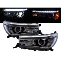 CrazyTheGod Hilux Revo AN120/AN130 Eighth generation 2015-present Pickup 2D/4D LED Projector Headlight Headlamp Chrome for TOYOTA LHD