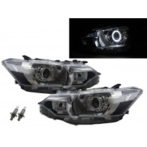 CrazyTheGod VIOS XP150 Third generation 2013-2015 Sedan 4D Guide LED Angel-Eye Projector Headlight Headlamp W/ Motor Chrome V1 for TOYOTA RHD