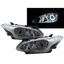 CrazyTheGod VIOS XP150 Third generation 2016-present FACELIFT Sedan/Hatchback 4D/5D Guide LED Angel-Eye Projector Headlight Headlamp W/ Motor Chrome for TOYOTA RHD