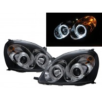 CrazyTheGod Yaris XP10 First generation 1999-2003 PRE-FACELIFT Hatchback 3D/5D Guide LED Angel-Eye Projector Headlight Headlamp Black for TOYOTA LHD