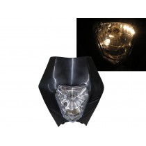 CrazyTheGod Motorcycles Headlight Headlamp Chrome/Black for Universal
