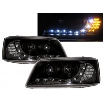 CrazyTheGod Caravelle T5 Fifth generation 2003-2009 PRE-FACELIFT VAN 5D R8Look LED Bar Headlight Headlamp Black for VW Volkswagen RHD