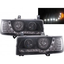 CrazyTheGod Caravelle T4 1990-2003 PRE-FACELIFT VAN/Pickup 2D/3D/4D/5D/6D Projector LED R8Look Headlight Headlamp Black V1 for VW Volkswagen RHD