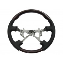 CrazyTheGod LX470 1998-2002 STEERING WHEEL OE DARK WALNUT WOOD BLACK Leather for LEXUS