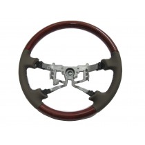 CrazyTheGod HILUX N70 2005-2011 STEERING WHEEL OE CLASSIC WOOD BEIGE Leather for TOYOTA