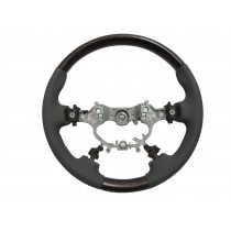 CrazyTheGod CAMRY XV50 2012-2014 STEERING WHEEL OE DARK WALNUT WOOD GRAY Leather for TOYOTA