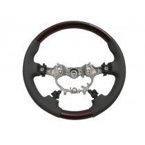 CrazyTheGod CAMRY XV50 2012-2014 STEERING WHEEL OE WALNUT WOOD GRAY Leather for TOYOTA