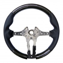 CrazyTheGod 1-Series F20?F21 Second generation 2015-2019 Hatchback 3D/5D M-Sport Carbon Fiber Steering Wheel Black Leather Cayenne Wood Carbon fiber for BMW
