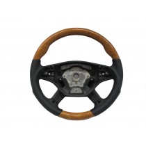 CrazyTheGod W164 2005-2008 PRE-FACELIFT STEERING WHEEL SPORT CHESTNUT WOOD BLACK Leather for Mercedes-Benz