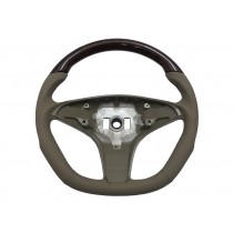 CrazyTheGod W204 2007-2011 PRE-FACELIFT STEERING WHEEL SPORT Walnut WOOD BEIGE Leather for Mercedes-Benz