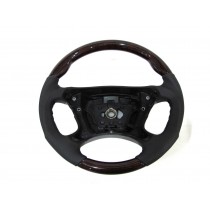 CrazyTheGod R230 2002-2006 PRE-FACELIFT STEERING WHEEL SPORT Walnut-Elegance WOOD BLACK Leather for Mercedes-Benz