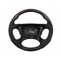 CrazyTheGod R230 2002-2006 PRE-FACELIFT STEERING WHEEL SPORT Walnut-Classic WOOD BLACK Leather for Mercedes-Benz