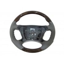 CrazyTheGod R230 2002-2006 PRE-FACELIFT STEERING WHEEL SPORT Walnut-Classic WOOD GRAY Leather for Mercedes-Benz