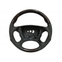 CrazyTheGod W211/S211 2007-2009 FACELIFTED STEERING WHEEL SPORT Walnut-Elegance WOOD GRAY Leather V1 for Mercedes-Benz