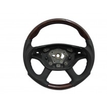 CrazyTheGod W216/C216 2005-2008 PRE-FACELIFT STEERING WHEEL SPORT Walnut WOOD BLACK Leather for Mercedes-Benz