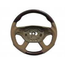CrazyTheGod W216/C216 2005-2008 PRE-FACELIFT STEERING WHEEL SPORT Walnut WOOD Brown Leather for Mercedes-Benz
