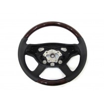 CrazyTheGod W216/C216 2005-2008 PRE-FACELIFT STEERING WHEEL OE Walnut WOOD BLACK Leather for Mercedes-Benz