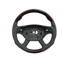 CrazyTheGod W216/C216 2008-2009 FACELIFTED STEERING WHEEL SPORT Walnut WOOD GRAY Leather for Mercedes-Benz