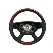 CrazyTheGod W216/C216 2008-2009 FACELIFTED STEERING WHEEL OE Light Walnut WOOD BLACK Leather for Mercedes-Benz