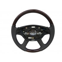 CrazyTheGod W216/C216 2008-2009 FACELIFTED STEERING WHEEL OE Walnut WOOD BLACK Leather for Mercedes-Benz