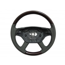 CrazyTheGod W216/C216 2008-2009 FACELIFTED STEERING WHEEL OE Walnut WOOD GRAY Leather for Mercedes-Benz