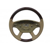CrazyTheGod W216/C216 2008-2009 FACELIFTED STEERING WHEEL OE Walnut WOOD Brown Leather for Mercedes-Benz