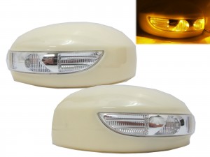 CrazyTheGod FX30d FX35 FX37 FX50 S51 2009-2013 Amber LED Signal Mirror Cover Unpainted for INFINITI