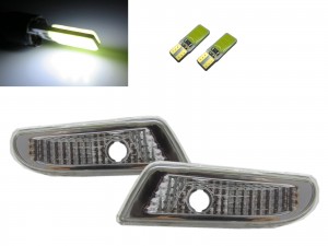 CrazyTheGod W220 2000-2006 Front Bumper Side Repeater Marker Indicators W/S LED Bulb Chrome for Mercedes-Benz