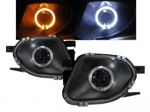 CrazyTheGod E-CLASS W211 2003-2006 Sedan 4D Guide LED Angel-Eye Fog Light Lamp Black V2 for Mercedes-Benz