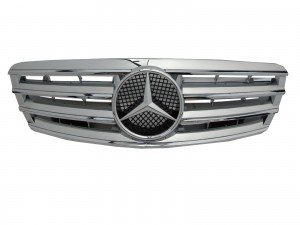 CrazyTheGod W203 2000-2007 4D/5D Sedan/Wagon GRILLE/GRILL 4FIN CHROME for Mercedes-Benz V2 Exc C55