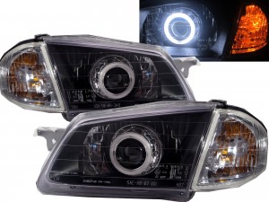 CrazyTheGod Isamu Genki BJ Eighth generation 1998-2000 PRE-FACELIFT Sedan/Wagon 4D/5D CCFL Bi-Projector HID Headlight Headlamp Black V1 for MAZDA LHD