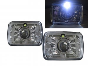 CrazyTheGod Yukon 1992-1999 Truck 2D Projector Headlight Headlamp Chrome V2 for GMC RHD
