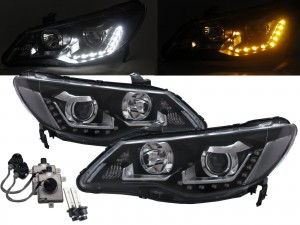 CrazyTheGod CSX 2005-2011 Sedan 4D LED Bar Projector D2S Bulb W/S Ballast Headlight Headlamp Black for ACURA LHD