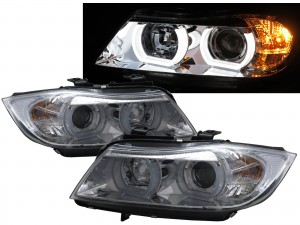 CrazyTheGod 3-Series E90/E91 Fifth generation 2005-2008 PRE-FACELIFT Sedan/Wagon 4D/5D 3D Angel Eye Projector HID Headlight Headlamp Chrome for BMW RHD