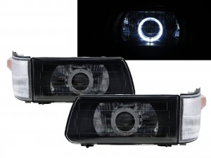 CrazyTheGod Dodge 1000 SF/SG/SH/SJ 1999-present VAN 4D Guide LED Angel-Eye Projector W/ Corner Lamp Headlight Headlamp Black for DODGE LHD