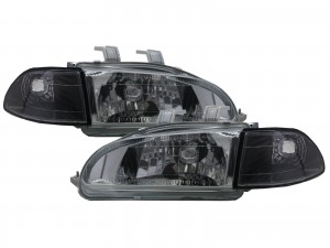 CrazyTheGod CIVIC EG/EH/EJ Fifth generation 1992-1995 Sedan 4D Clear W/ Corner Lamp Headlight Headlamp Chrome V2 for HONDA LHD
