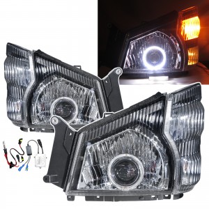 CrazyTheGod ELF 600P N-SERIES NPR NKR NHR 2004-2007 Truck 2D Guide LED Angel-Eye HID W/ Corner Lamp Headlight Headlamp Black for ISUZU RHD