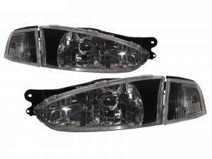 CrazyTheGod Lancer 1996-1998 Coupe 2D Clear Headlight Headlamp Black for Mitsubishi LHD