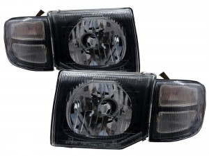 CrazyTheGod PAJERO Second generation 1997-1999 FACELIFT SUV 3D/5D OE Headlight Headlamp Black for Mitsubishi LHD