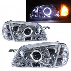 CrazyTheGod Isamu Genki BJ Eighth generation 1998-2000 PRE-FACELIFT Sedan/Wagon 4D/5D Guide LED Angle-Eye Bi-Projector HID Headlight Headlamp Chrome V1 for MAZDA RHD