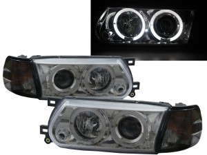 CrazyTheGod Tsuru V16 B13 Third generation 1995-2017 Facelift Sedan/Coupe 2D/4D Angel-Eye Projector Headlight Headlamp Chrome V2 for NISSAN RHD