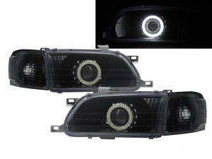 CrazyTheGod TERCEL L50 Fifth generation 1995-1999 Pre-Facelift Sedan 4D COB Bi-Projector Headlight Headlamp Black US for TOYOTA LHD