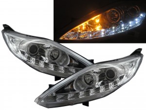 CrazyTheGod FIESTA Sixth generation 2009-2012 PRE-FACELIFT VAN/Sedan/Hatchback 3D/4D/5D Projector LED R8Look Headlight Headlamp Chrome for FORD LHD