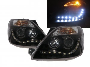 CrazyTheGod Fiesta Fifth generation 2002-2005 Pre-Facelift Sedan/Hatchback 3D/4D/5D Projector R8Look Headlight Headlamp Black for FORD LHD