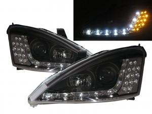 CrazyTheGod Focus First generation 2001-2004 Hatchback/Wagon 5D LED Bar Projector Headlight Headlamp Black EU for FORD LHD